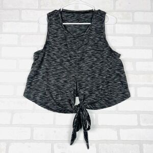 Zyia Active XL Tie Front Tank Top Sleeveless Gray Black Athletic Gym Workout